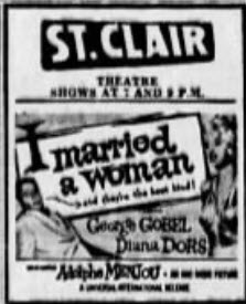 St Clair Theatre - June 14 1958 Ad